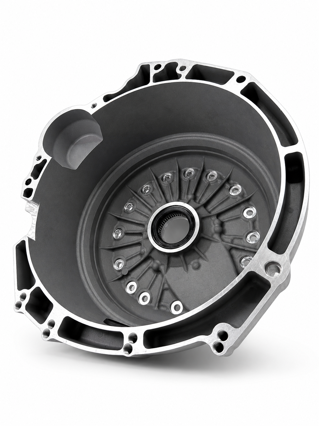 HPR bellhousing interior, black housing face with bolt ring and center opening