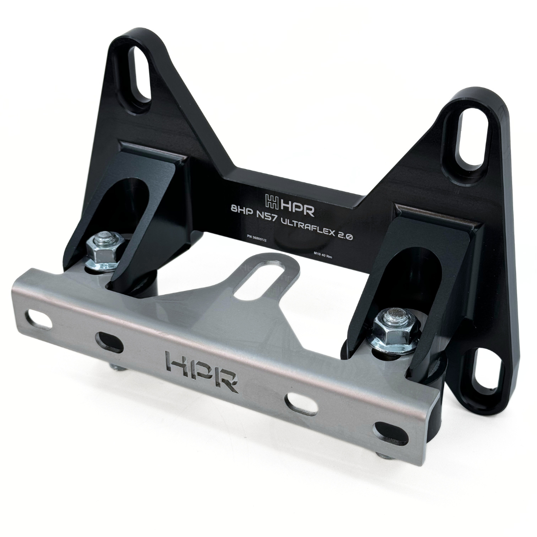 Rear transmission mount for 8HP transmission from N57 engine.