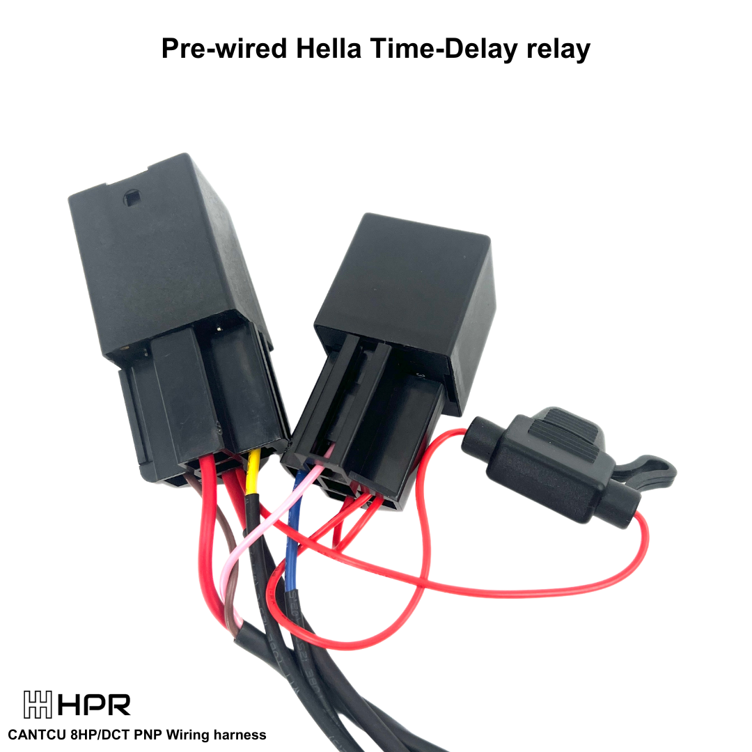 Shows the pre-wired Hella time-delay relay