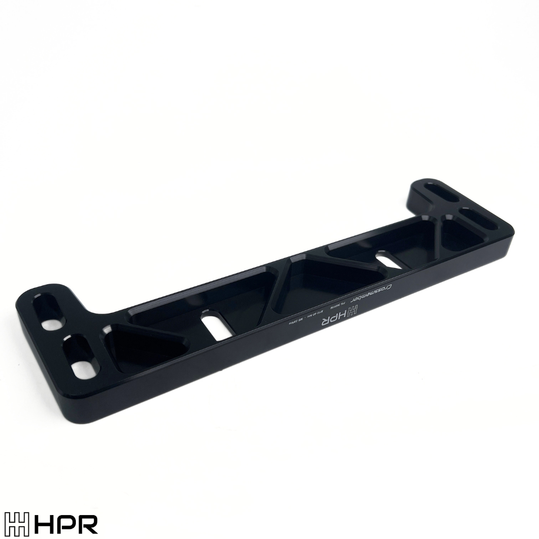 rear transmission crossmember, made out of billet aluminum for BMW e34 chassis.